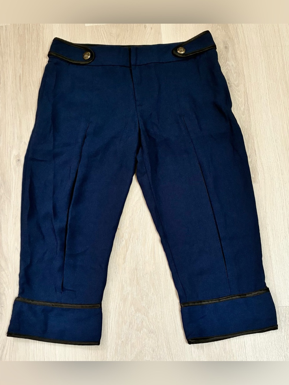 Alice Temperley Dark Blue Capris with Black Trim